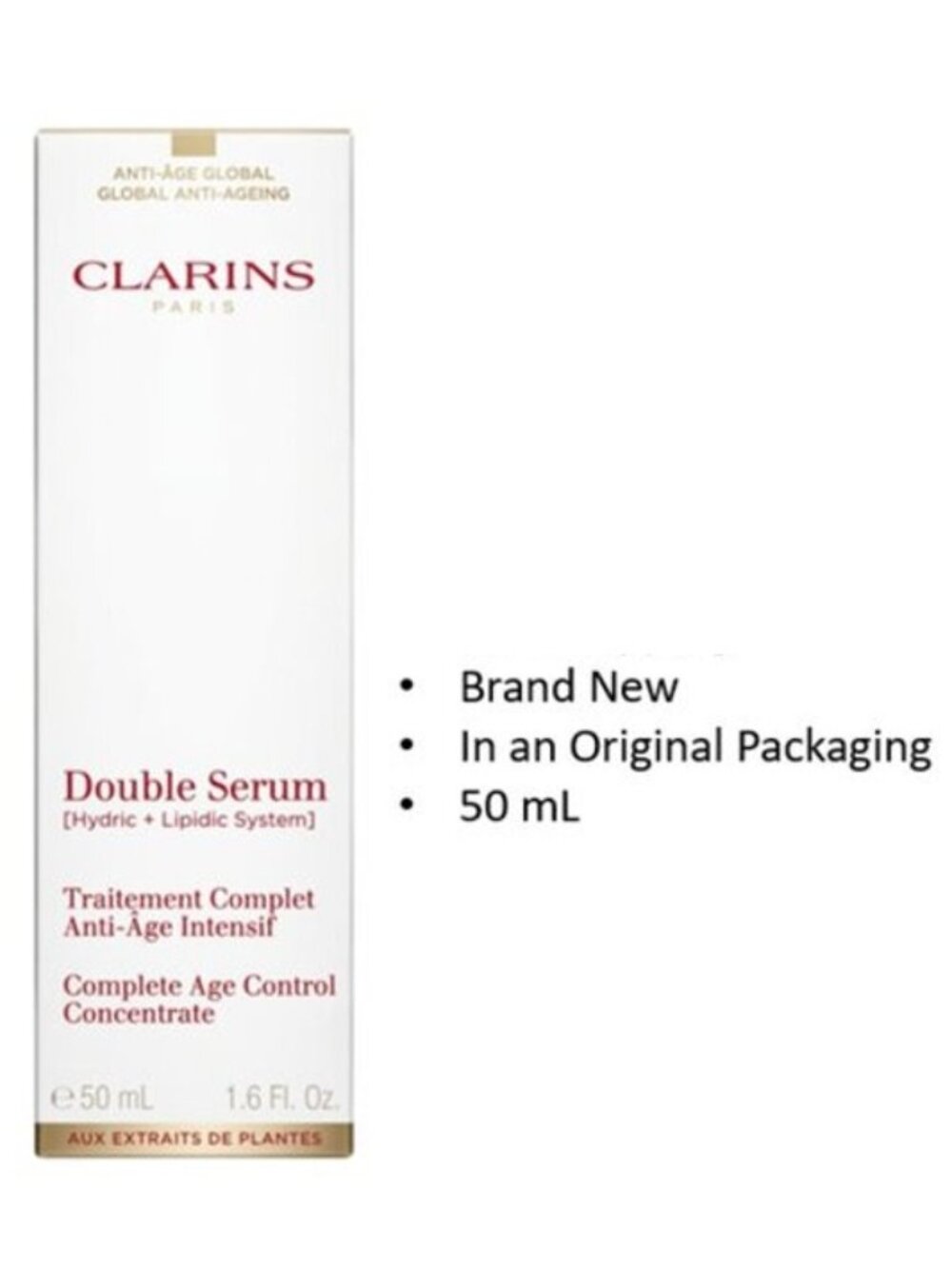 Clarins Double Serum Anti Age, Complete Age Control Concentrate, 1.6 oz, BNIB